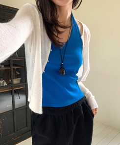 シースルーラウンドカーディガン IVORY