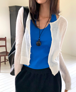 シースルーラウンドカーディガン IVORY