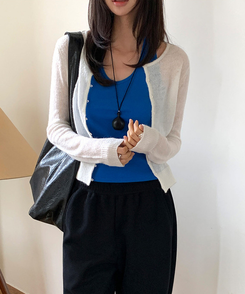 シースルーラウンドカーディガン IVORY