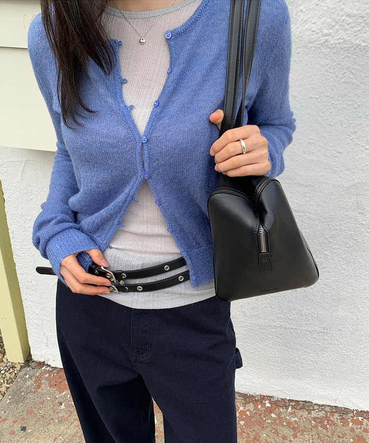 シースルーラウンドカーディガン Smog blue