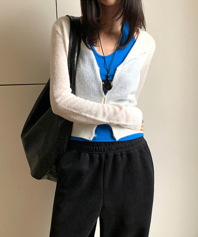 シースルーラウンドカーディガン IVORY