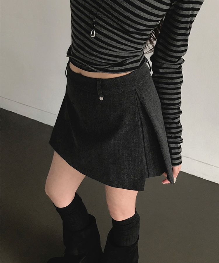 【ベルト付き】サイドスリットミニスカートパンツ CHARCOAL