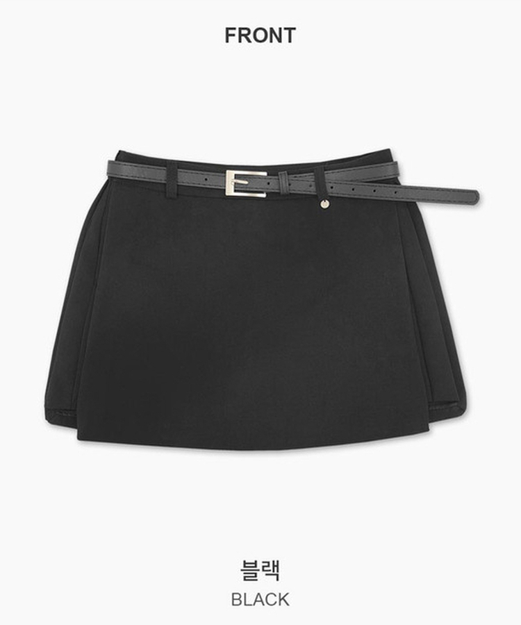 【ベルト付き】サイドスリットミニスカートパンツ