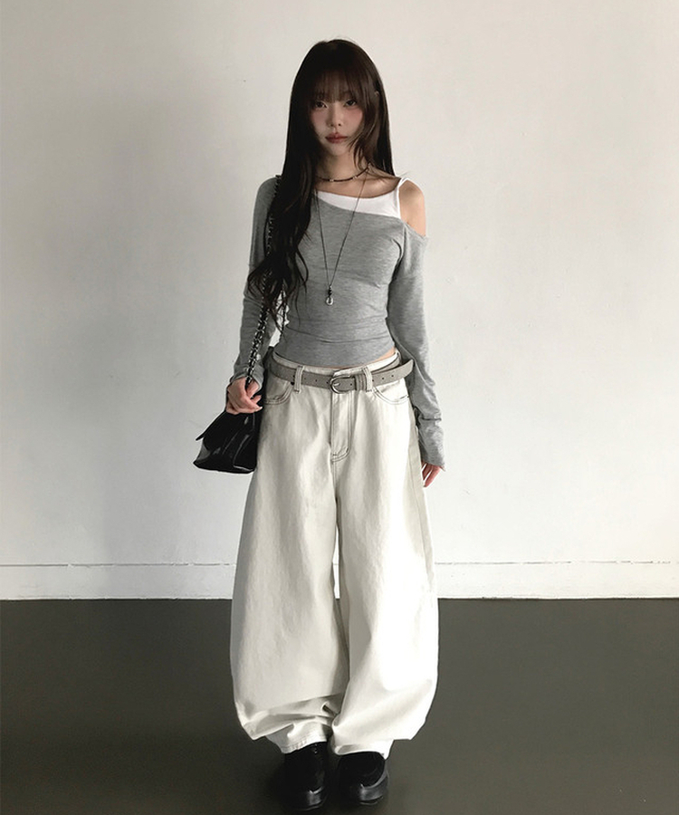 バックルビッグポケットバルーンワイドコットンパンツ STILL