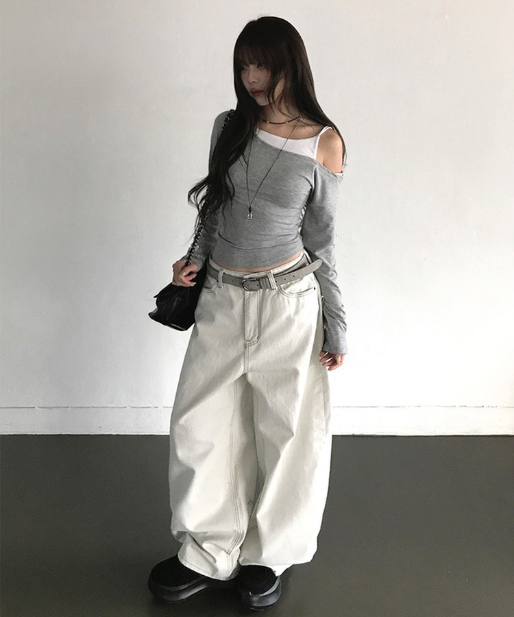 バックルビッグポケットバルーンワイドコットンパンツ STILL