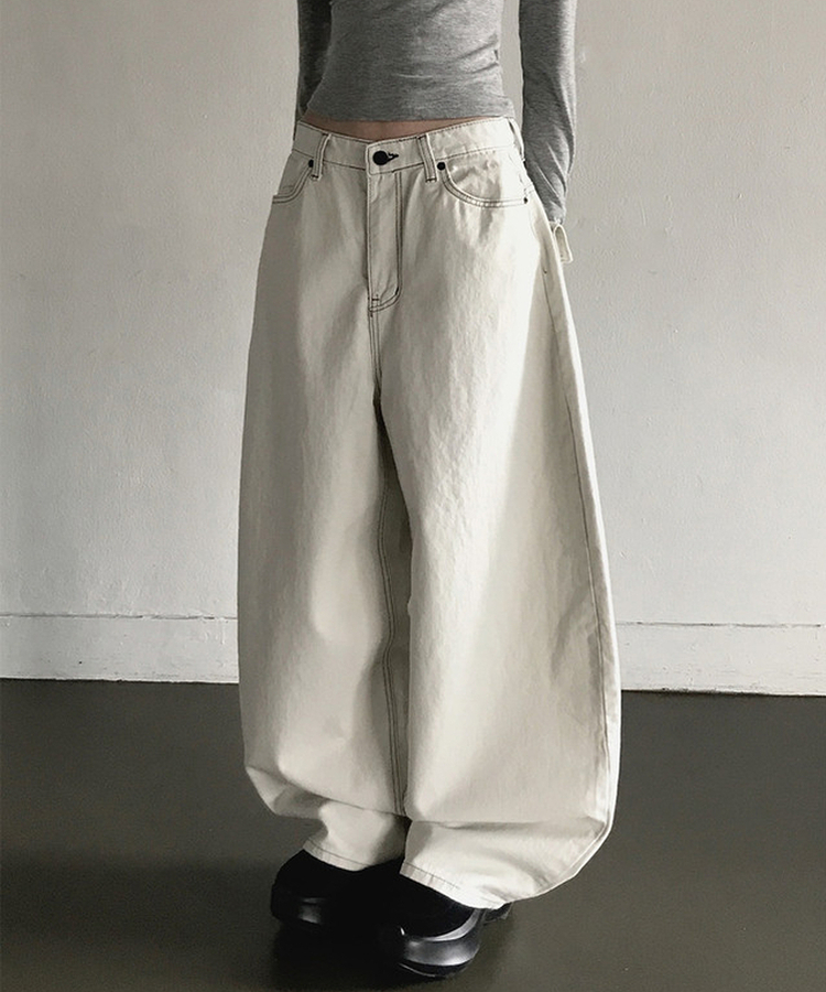 バックルビッグポケットバルーンワイドコットンパンツ STILL