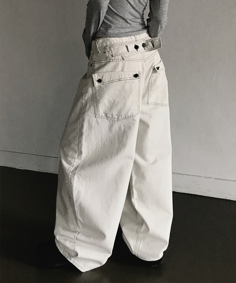 バックルビッグポケットバルーンワイドコットンパンツ STILL