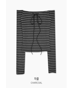 ストライプリボンオフ長袖Tシャツ