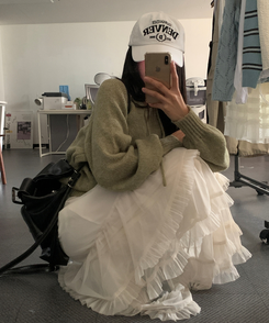 ティアードレースロングスカート IVORY