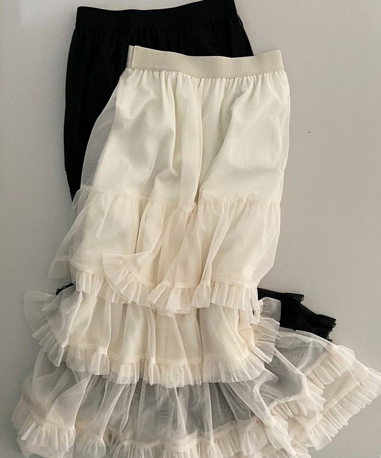 ティアードレースロングスカート