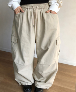 カーゴポケットバルーンフィットワイドロングパンツ BEIGE