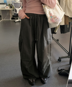 カーゴポケットバルーンフィットワイドロングパンツ CHARCOAL