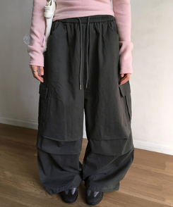 カーゴポケットバルーンフィットワイドロングパンツ CHARCOAL