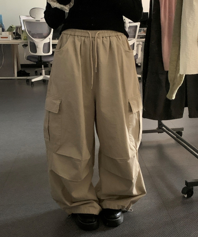 カーゴポケットバルーンフィットワイドロングパンツ BEIGE
