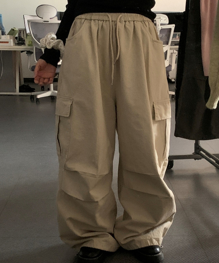 カーゴポケットバルーンフィットワイドロングパンツ BEIGE