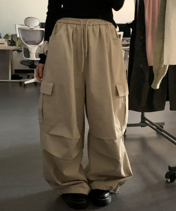 カーゴポケットバルーンフィットワイドロングパンツ BEIGE