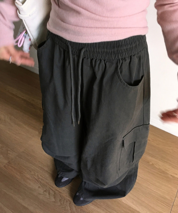 カーゴポケットバルーンフィットワイドロングパンツ CHARCOAL