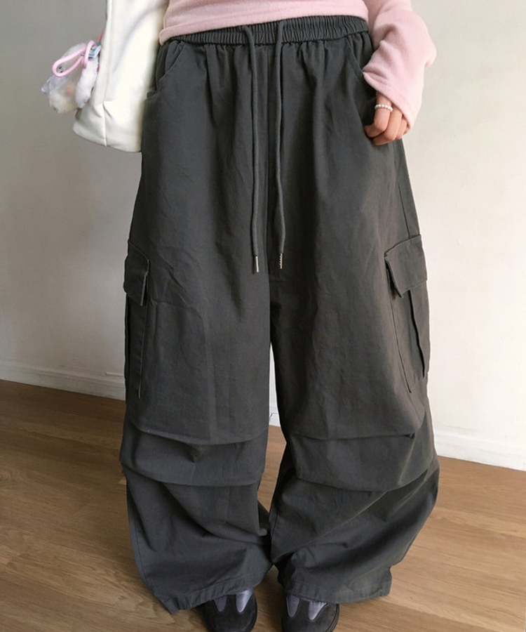 カーゴポケットバルーンフィットワイドロングパンツ CHARCOAL