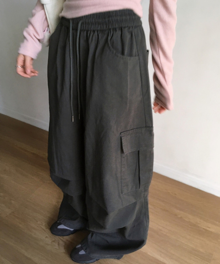 カーゴポケットバルーンフィットワイドロングパンツ CHARCOAL