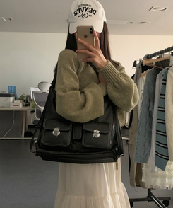 ポケットレザーバックパック BLACK