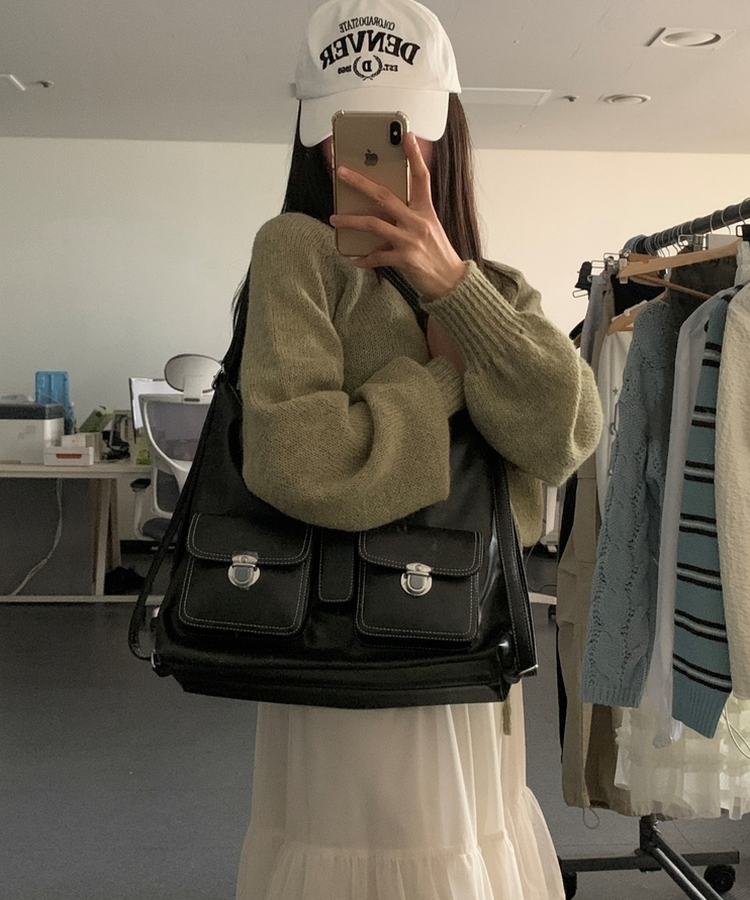 ポケットレザーバックパック BLACK