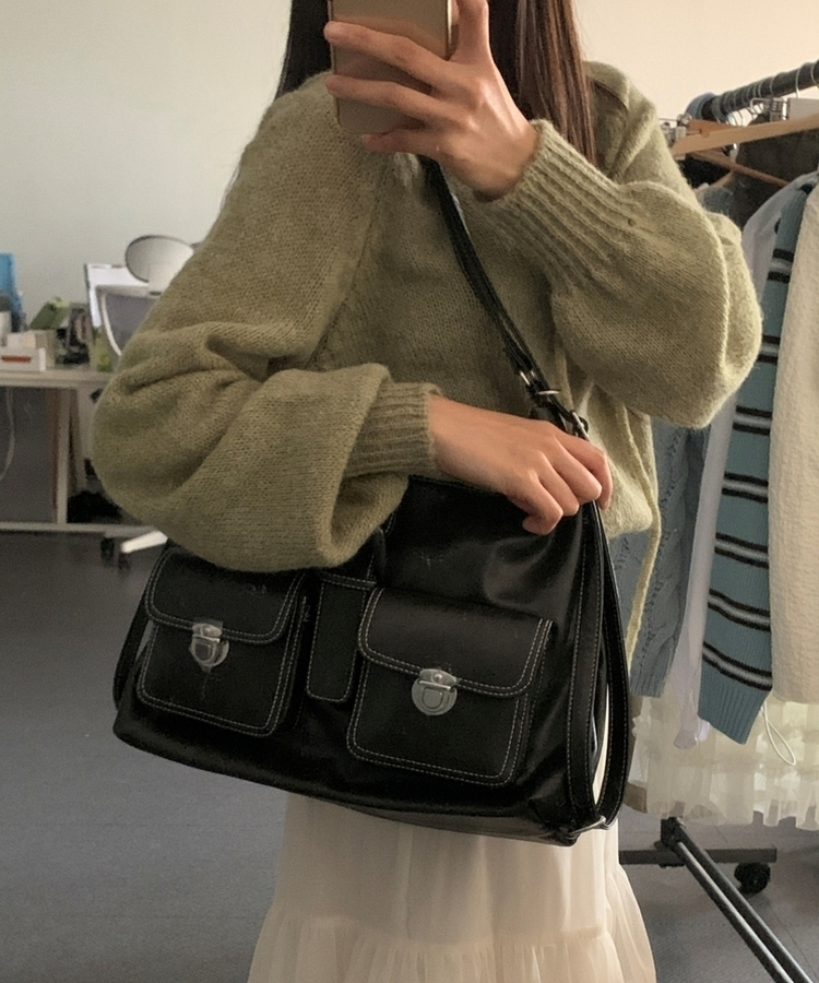 ポケットレザーバックパック BLACK