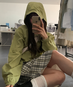 ナイロンチェックミディスカート IVORY