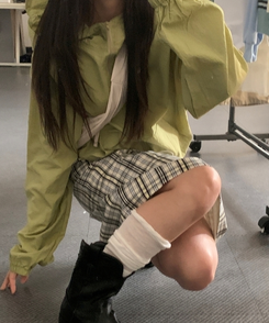 ナイロンチェックミディスカート IVORY