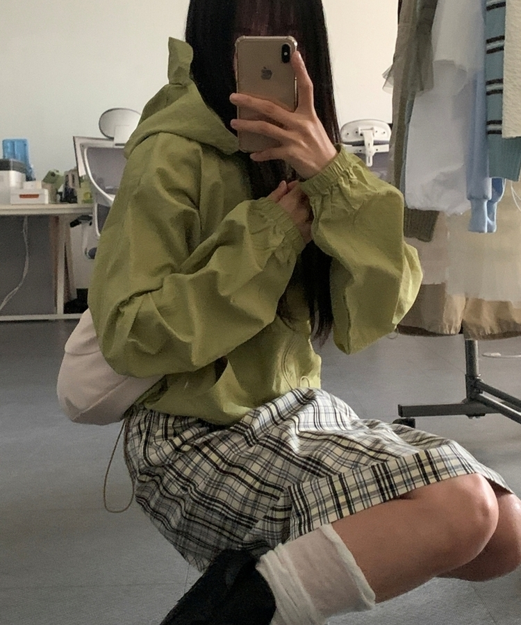 ナイロンチェックミディスカート IVORY