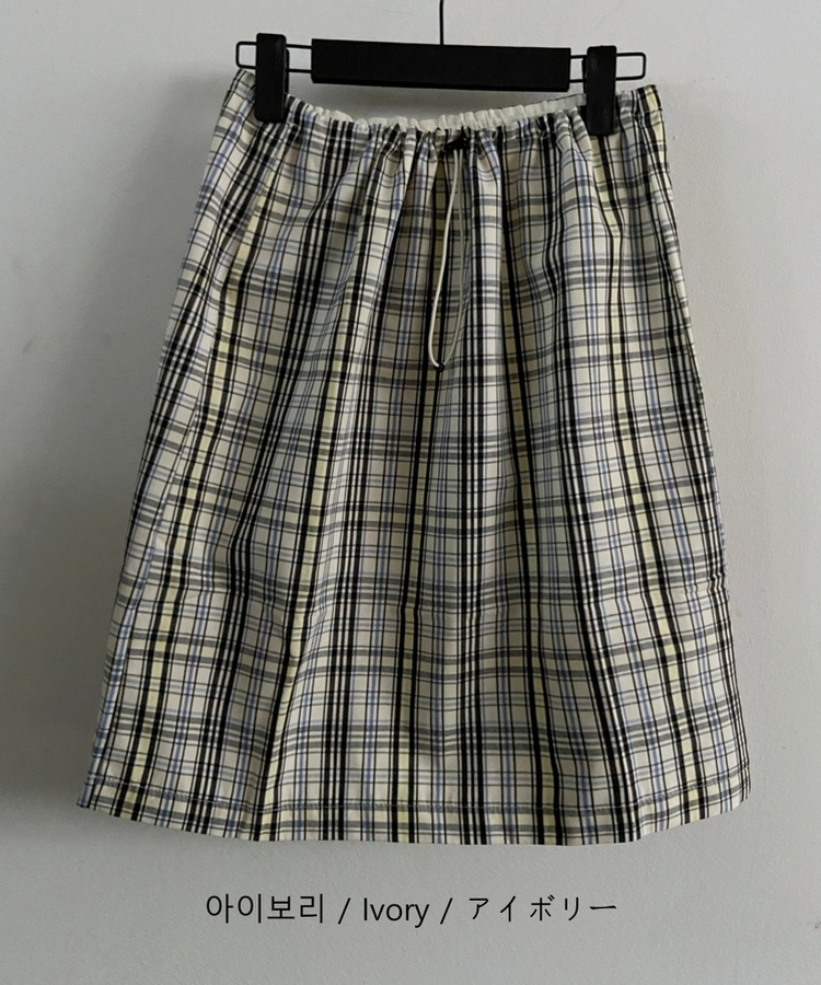 ナイロンチェックミディスカート