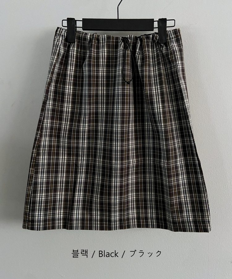 ナイロンチェックミディスカート