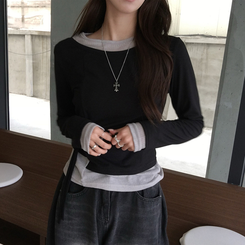 レイヤード長袖Tシャツ BLACK