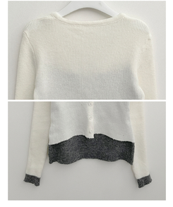 バイカラーレイヤードニットカーディガン