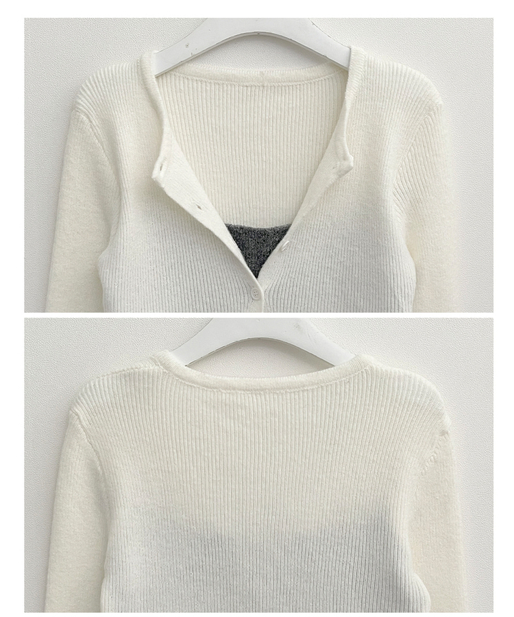 バイカラーレイヤードニットカーディガン