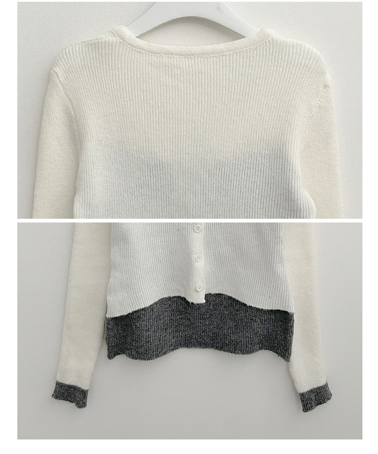 バイカラーレイヤードニットカーディガン