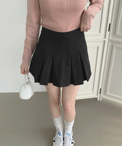 【丈別】プリーツサイドジッパースカートパンツ BLACK