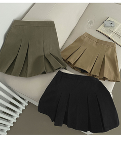 【丈別】プリーツサイドジッパースカートパンツ