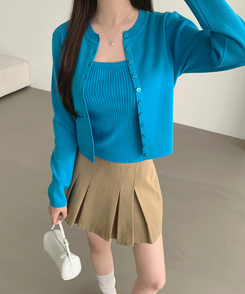 【SET】トレンドキャミソール ニットカーディガン BLUE