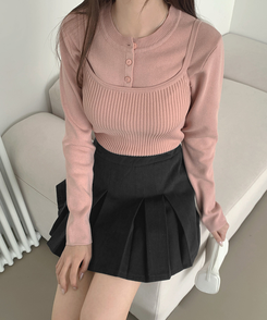 【SET】トレンドキャミソール ニットカーディガン PINK