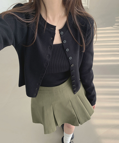 【SET】トレンドキャミソール ニットカーディガン BLACK