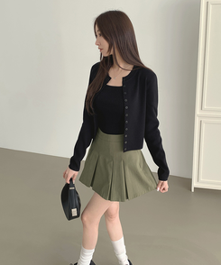 【SET】トレンドキャミソール ニットカーディガン BLACK