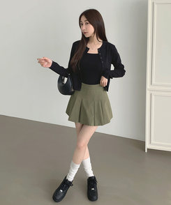 【SET】トレンドキャミソール ニットカーディガン BLACK