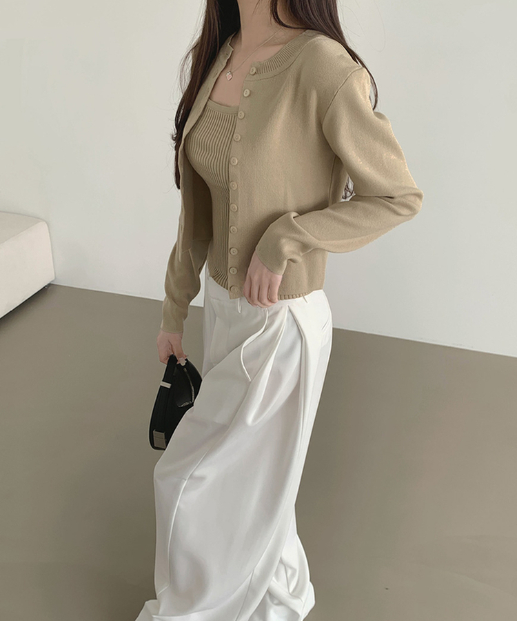 【SET】トレンドキャミソール ニットカーディガン BEIGE