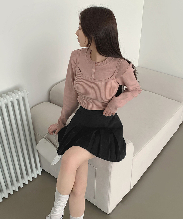 【SET】トレンドキャミソール ニットカーディガン PINK