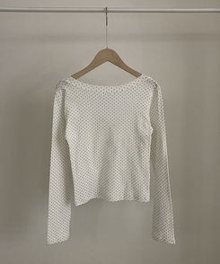 ドットボタンスリムVネック長袖Tシャツ