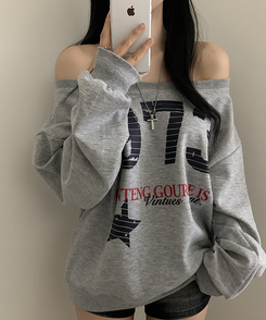 レタリングワンオフスウェット MELANGE