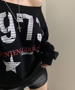 レタリングワンオフスウェット BLACK