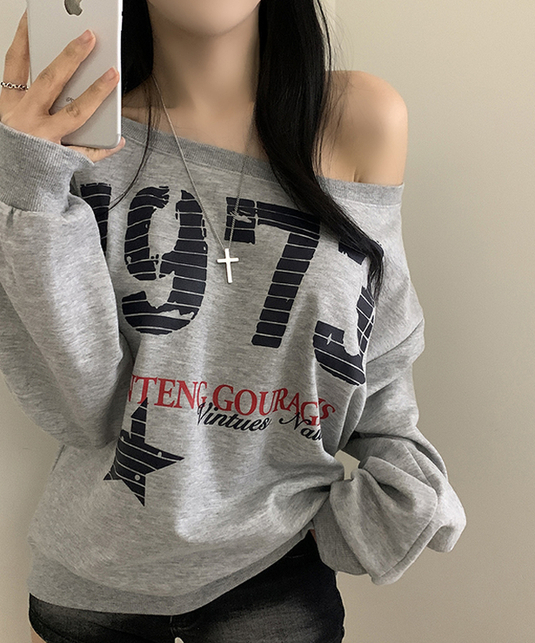 レタリングワンオフスウェット MELANGE