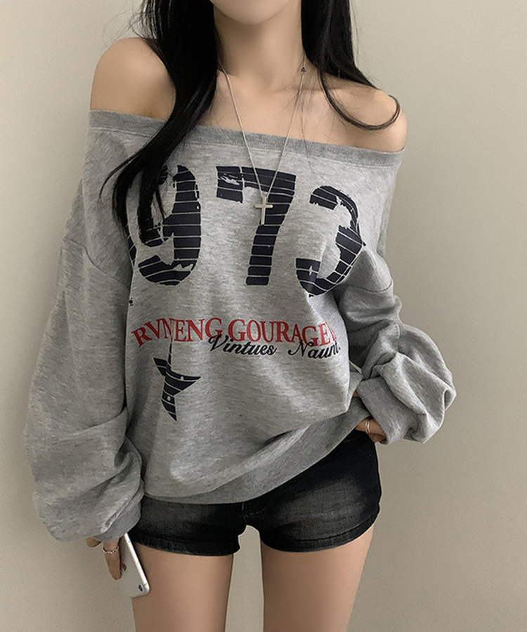 レタリングワンオフスウェット MELANGE