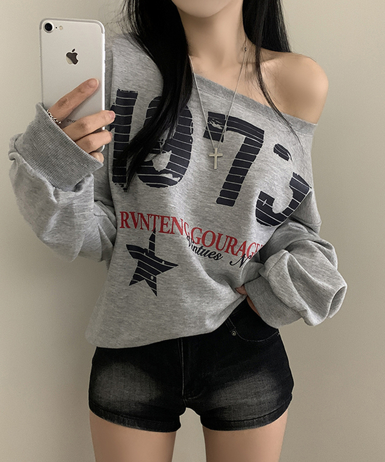 レタリングワンオフスウェット MELANGE